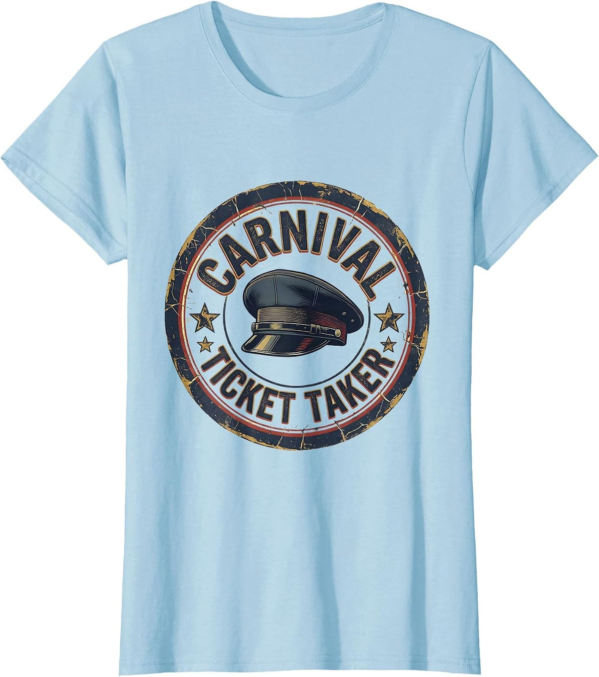 Carnival Ticket Taker Distressed Circus Party Costume Staff T-Shirt - Baby Blue