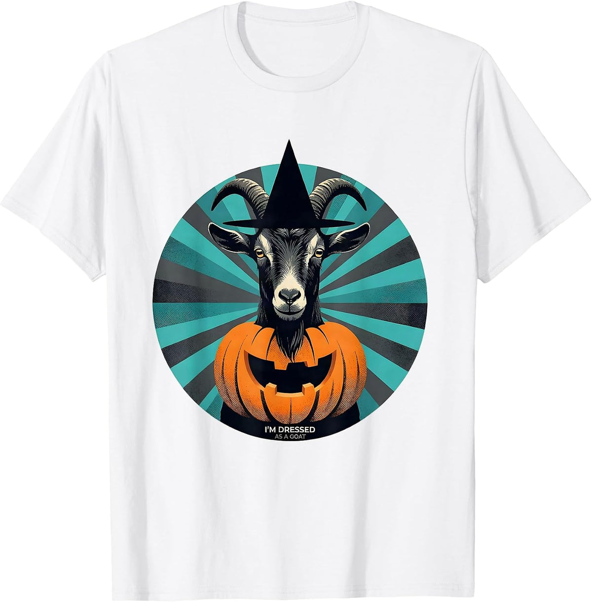 I'm Dressed as a Goat Midcentury Modern Halloween Witch Hat T-Shirt - White