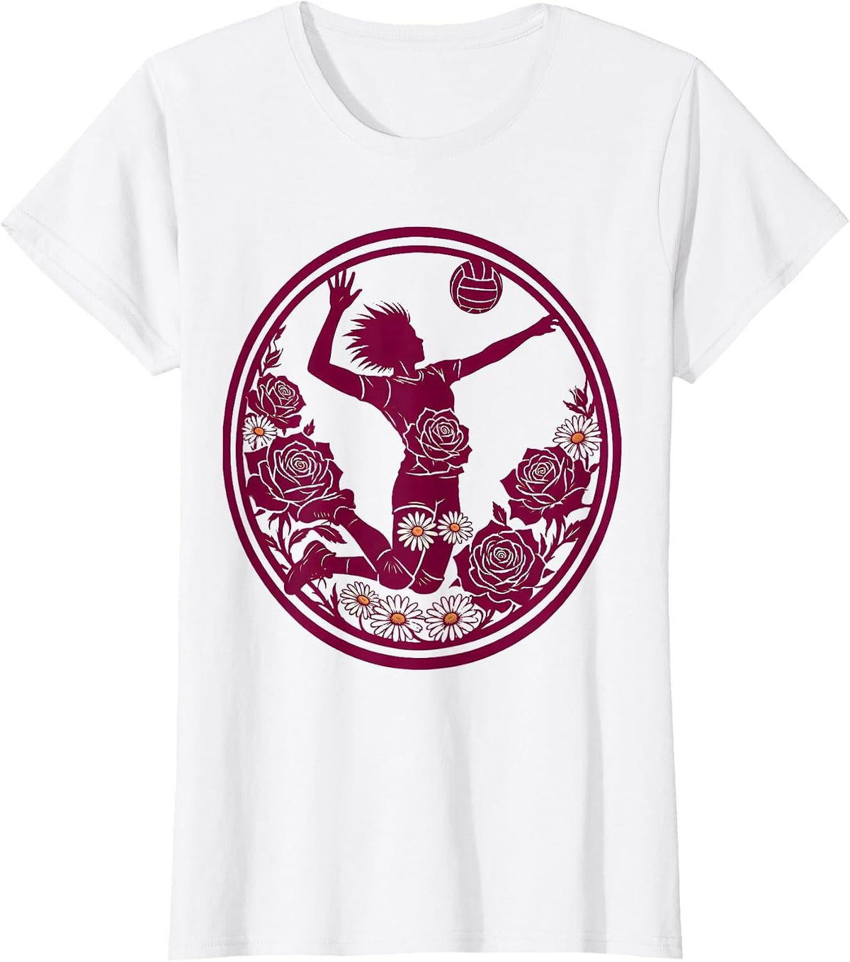 Floral Volleyball Bloom Graphic Tee for Teen Girls T-Shirt - White
