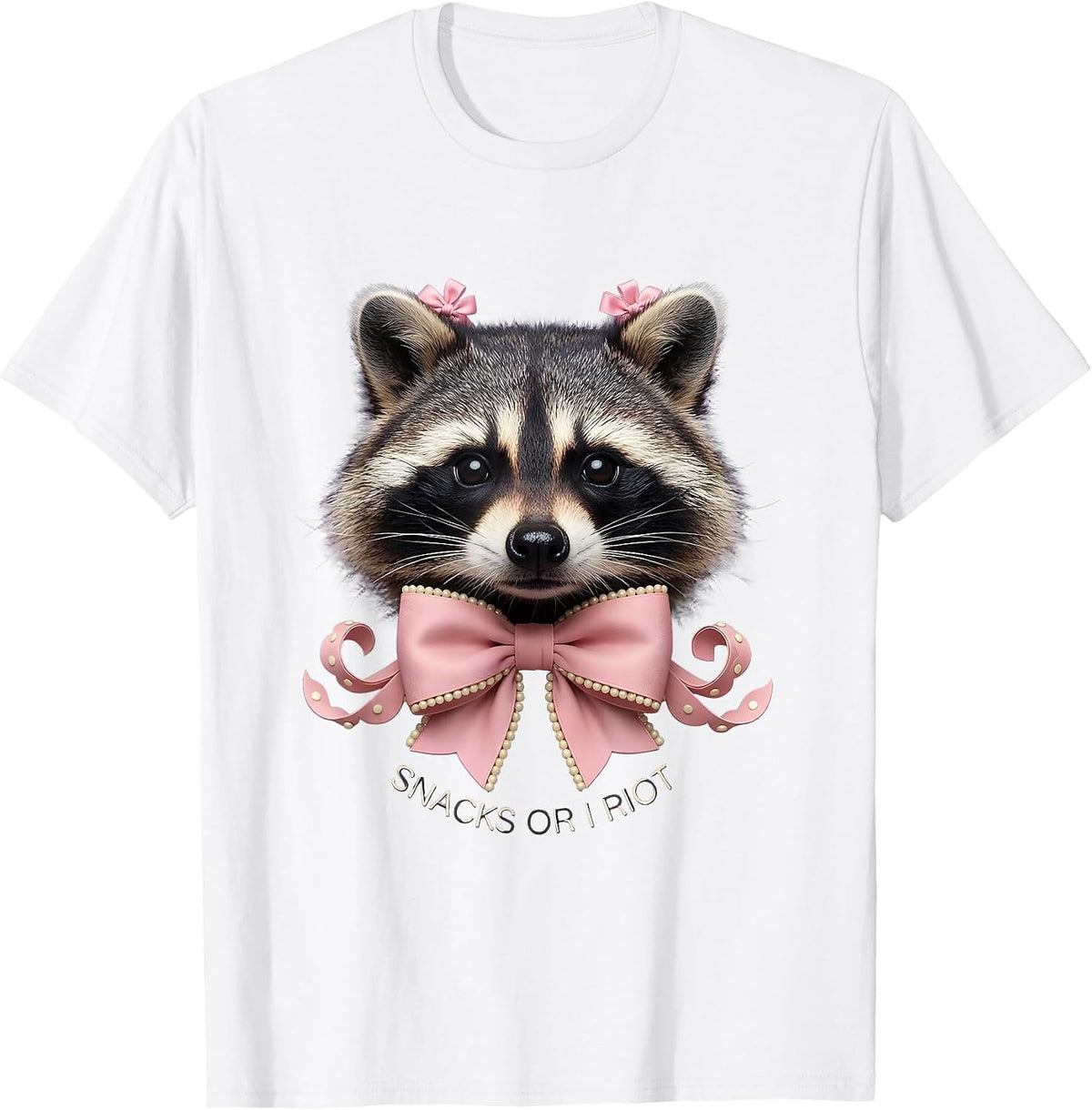Men's Snacks Raccoon Snacks Or I Riot Design T-Shirt - White