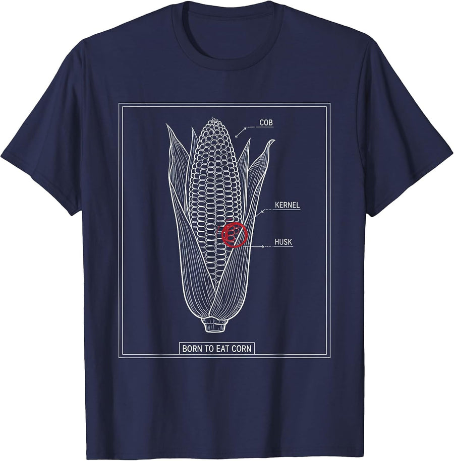 Born to Eat Corn Funny Corn Lover Design T-Shirt - Navy Blue
