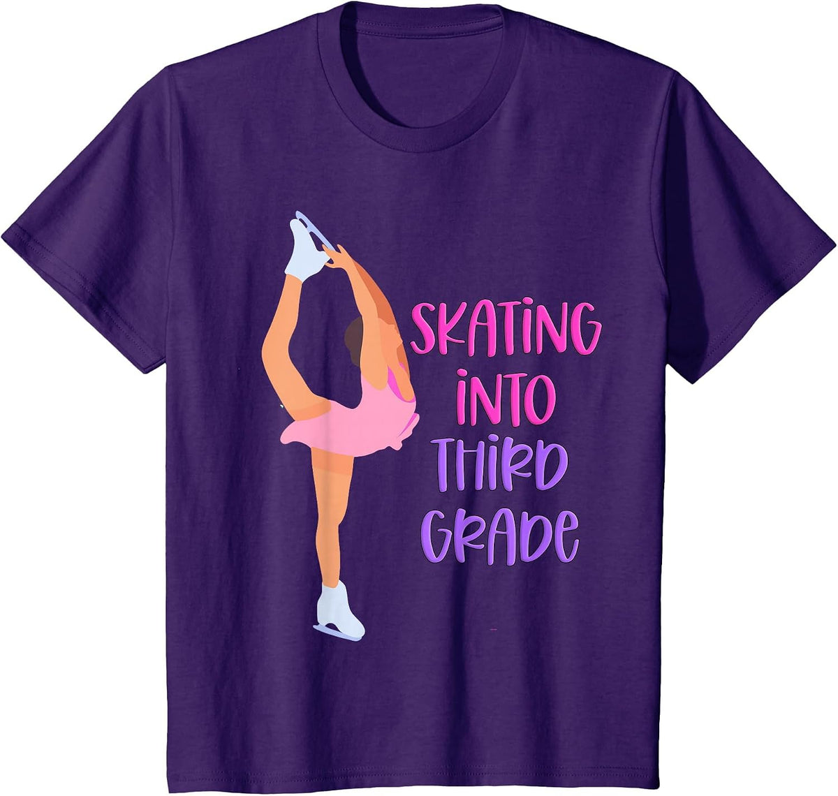 Third Grade Shirt Ice Skating Girls 1st Day School 3rd Grade T-Shirt - Purple