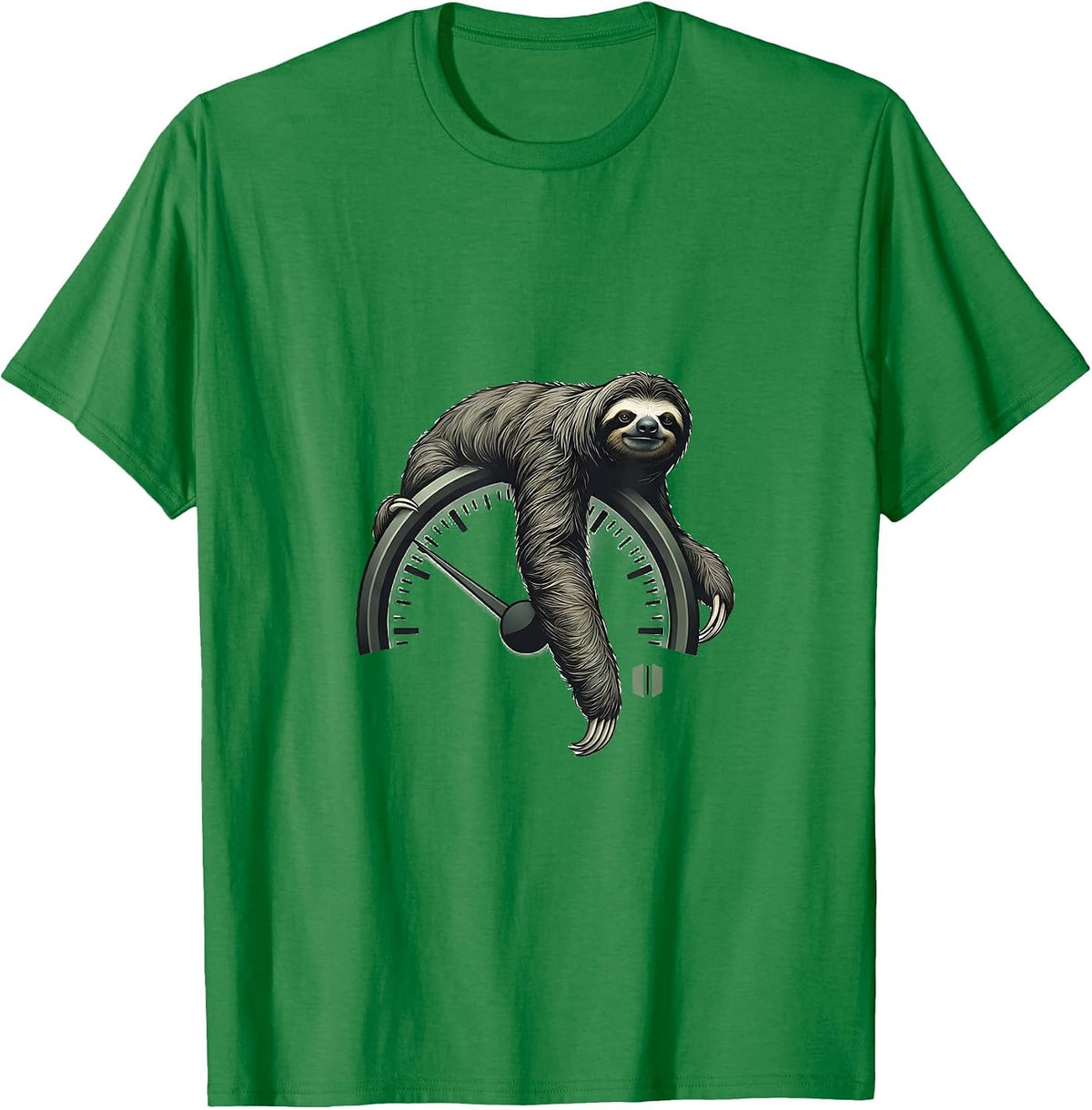 Men's Calm Sloth Speedometer Minimalist Funny Gift T-Shirt - Kelly Green