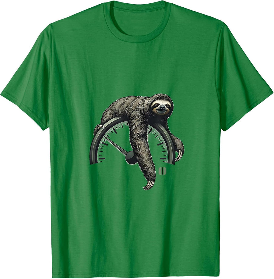 Men's Calm Sloth Speedometer Minimalist Funny Gift T-Shirt - Kelly Green