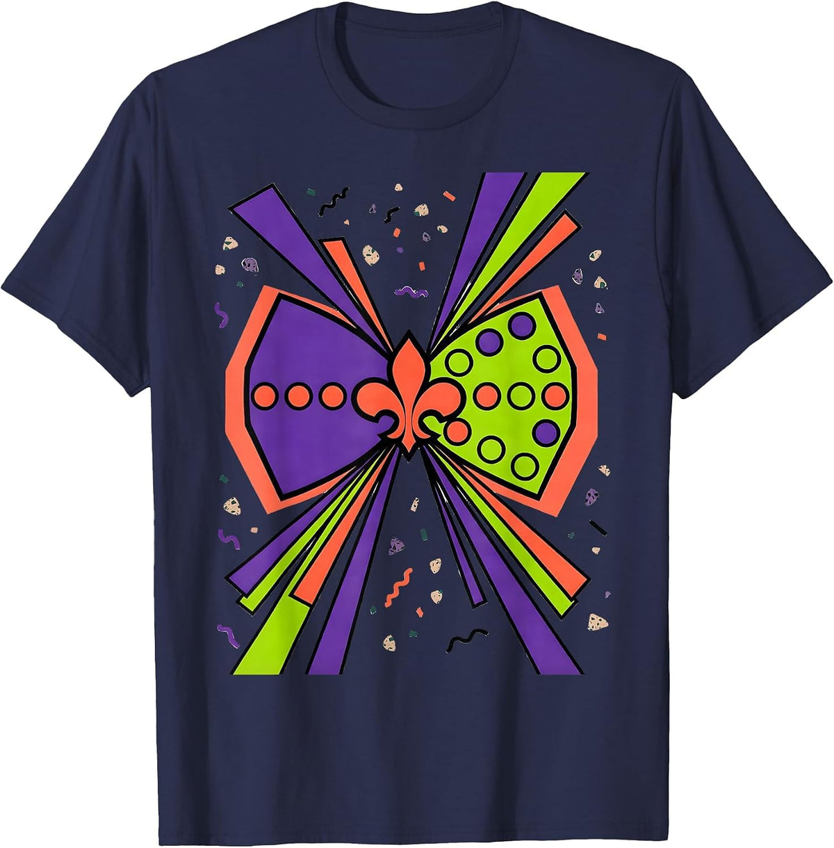 Men's Oversized Jester Bow Tie Six Seven Meme Kids Mardi Gras T-Shirt - Navy Blue
