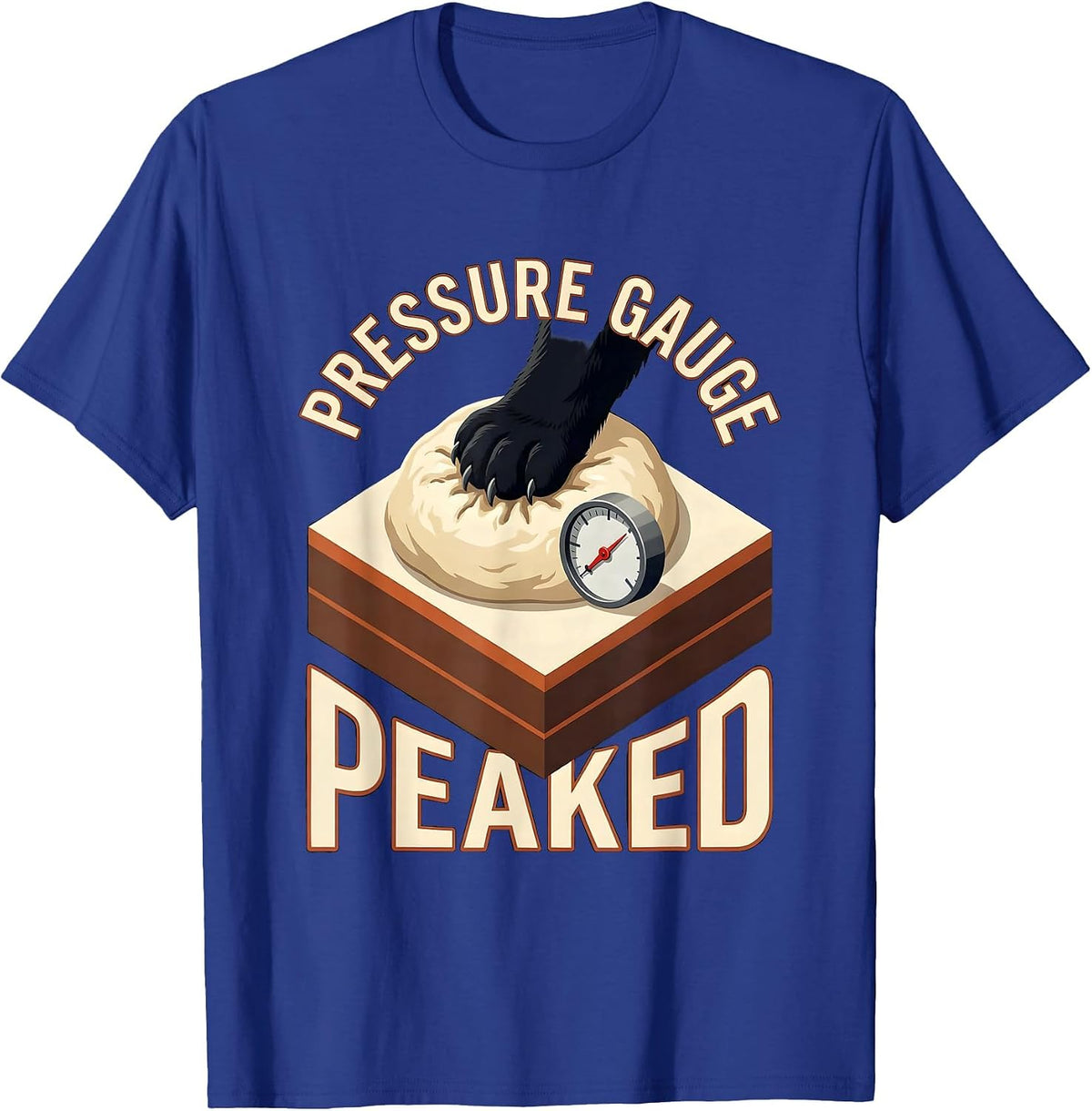 Men's Pressure Gauge Peaked Funny Black Cat Bakery Pet Lover Humor T-Shirt - Royal Blue