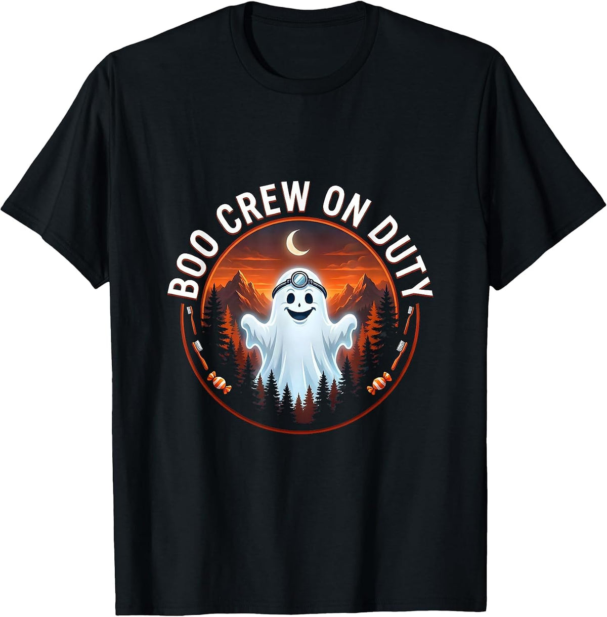 Men's Boo Crew On Duty Dentist Halloween Design T-Shirt - Black