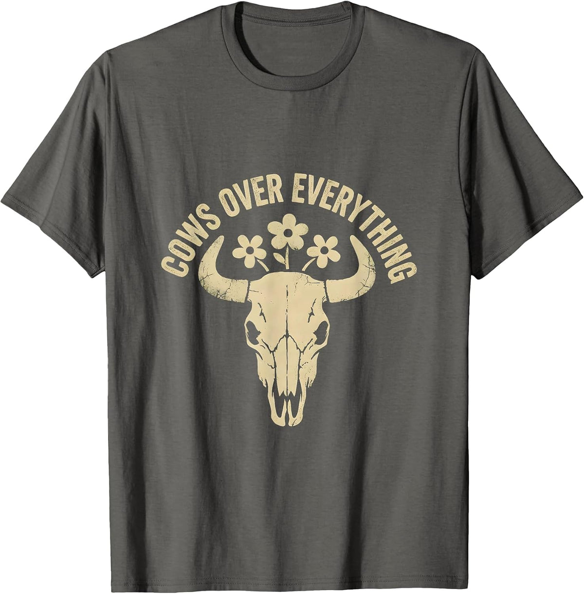 Men's Cows Over Everything Cow Lover Design T-Shirt - Asphalt Grey