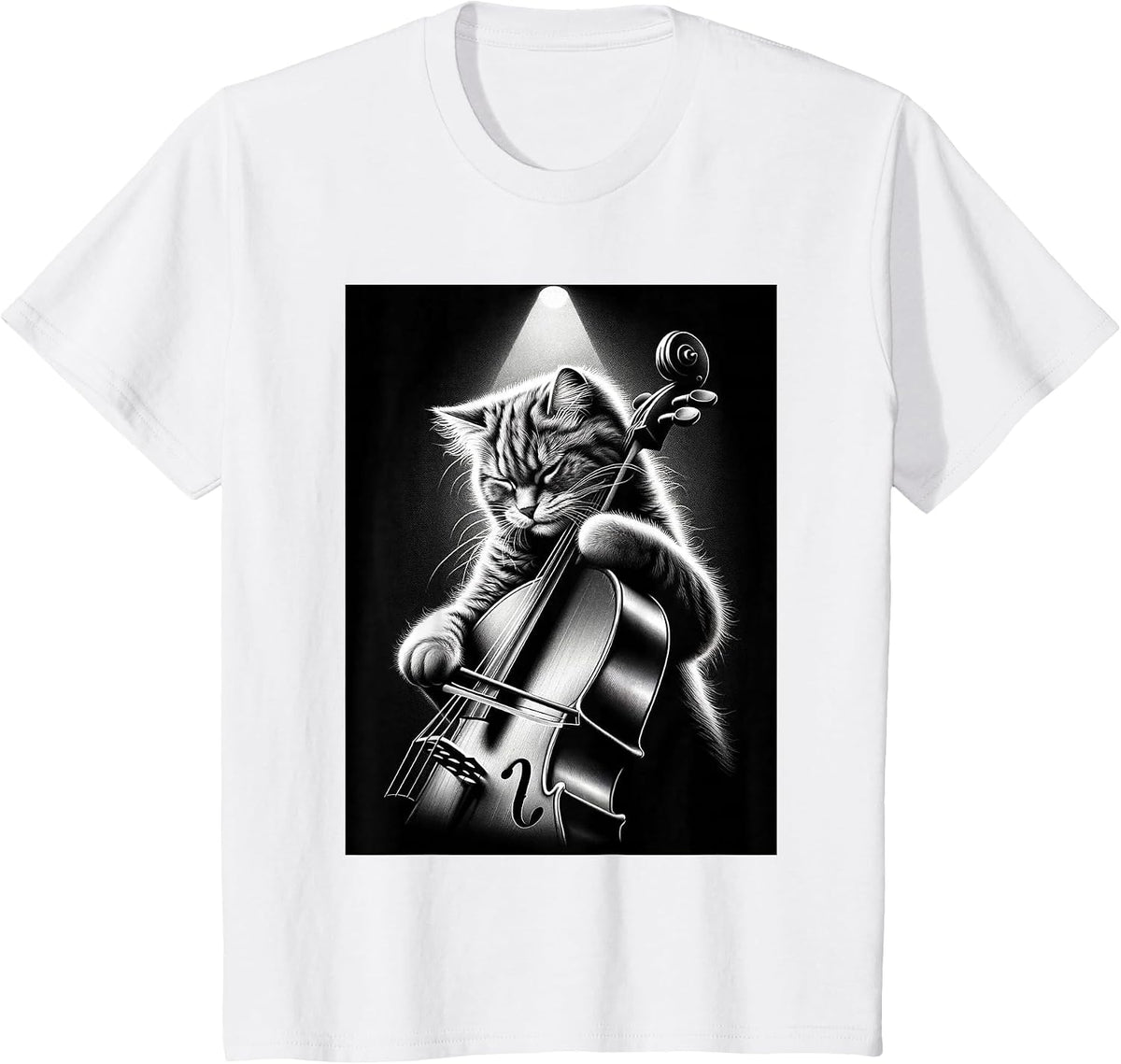 Musician Cello Player Funny Cat Playing Cello T-Shirt - White