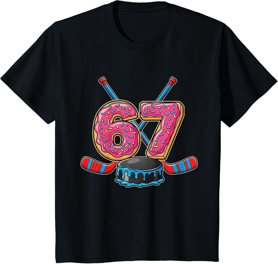 Ice Hockey Drip Number 67 Ice Hockey Player 67 T-Shirt - Black