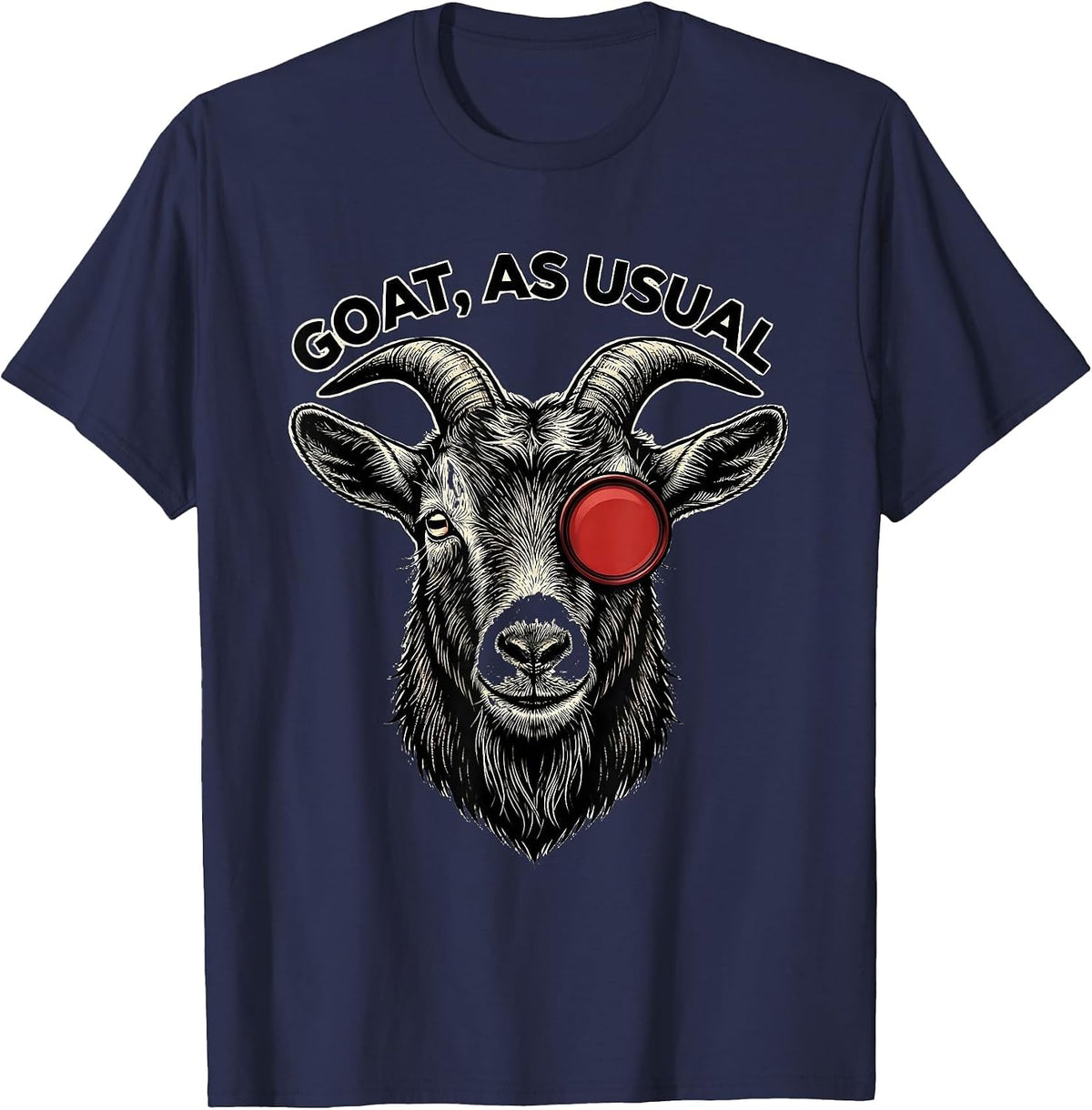 GOAT As Usual Tattoo Humor Cool Goat Face Novelty T-Shirt - Navy Blue