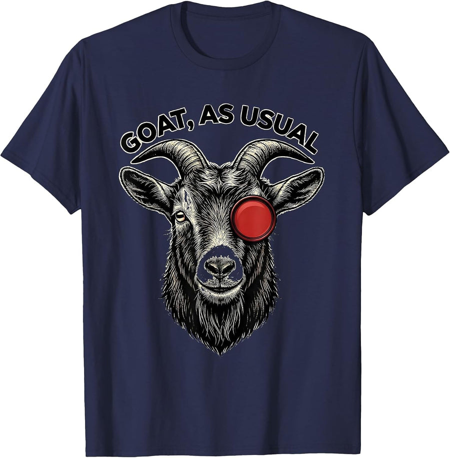 GOAT As Usual Tattoo Humor Cool Goat Face Novelty T-Shirt - Navy Blue
