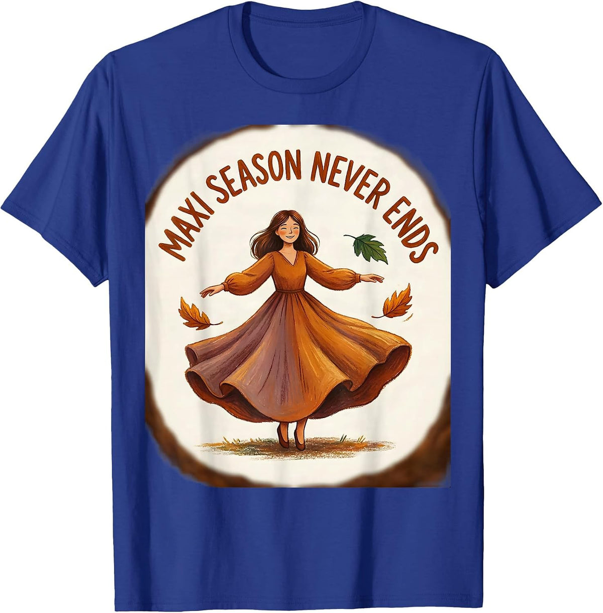 Men's Maxi Season Never Ends Flowy Fall Dress Design T-Shirt - Royal Blue