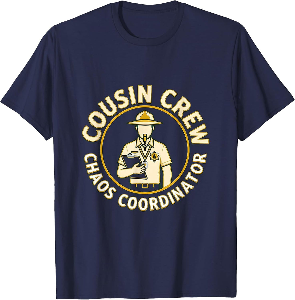 Cousin Crew Chaos Coordinator Camp Counselor Design T-Shirt - Navy Blue