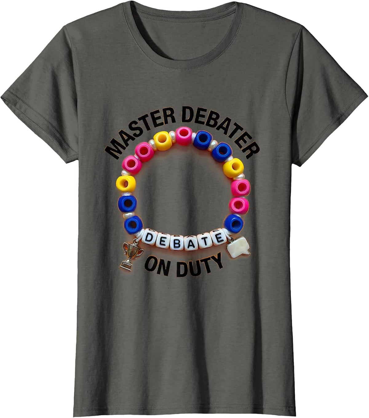 Women's Master Debater On Duty Graphic Design T-Shirt - Asphalt Grey