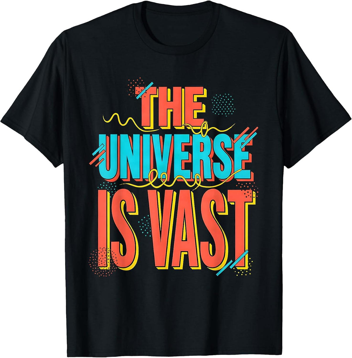 Men's The Universe Is Vast Cosmic Space Design T-Shirt - Black