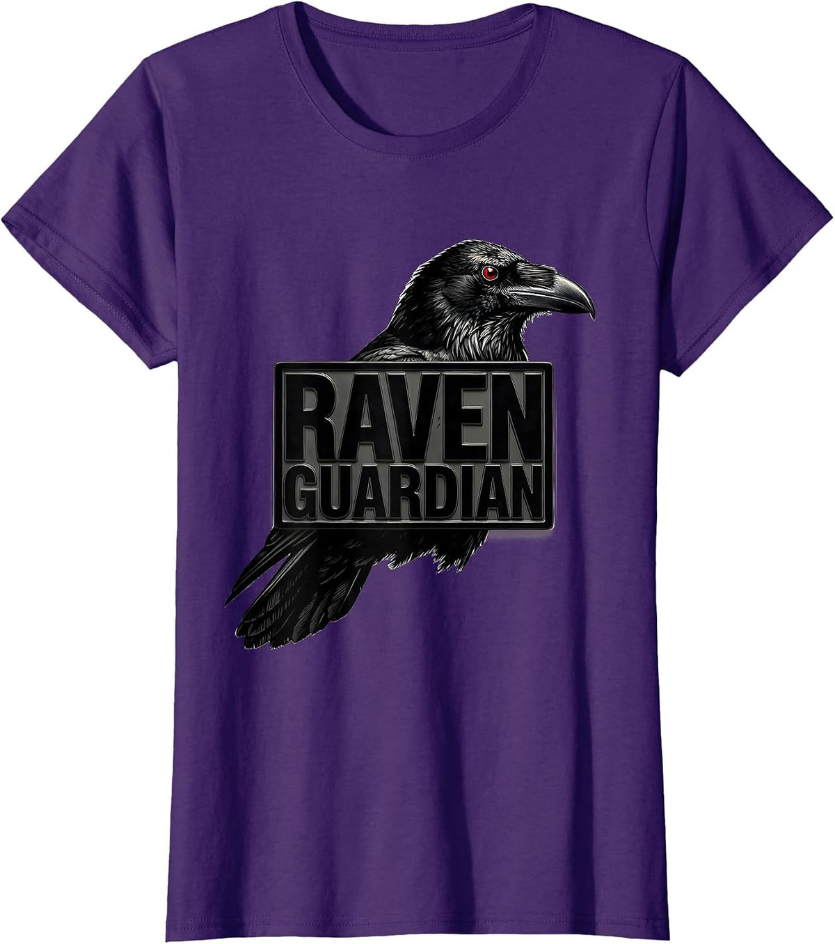 Women's Raven Guardian Gothic Nature Bird Lover Dark Whimsical Art T-Shirt - Purple