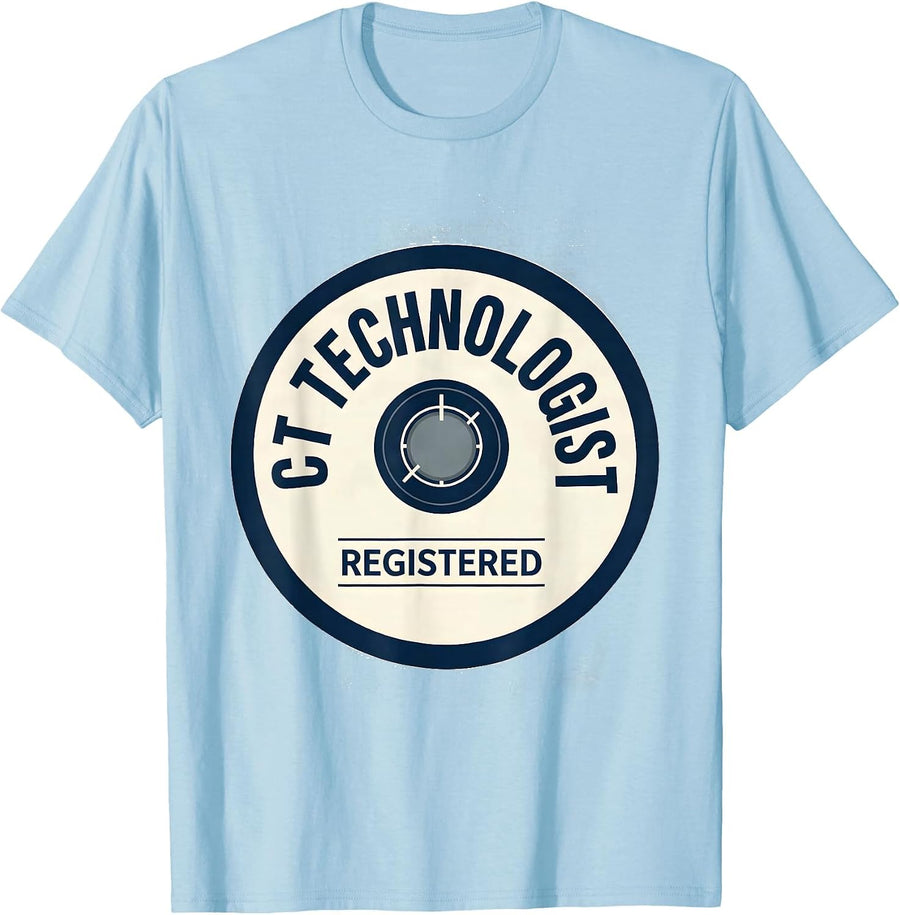 Men's CT Technologist Registered Radiology Tech Emblem Badge T-Shirt - Baby Blue
