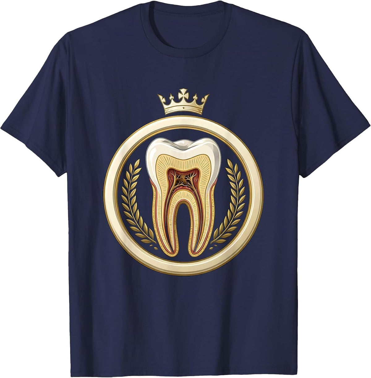 Molar Cross-Section Dental Assistant Graphic T-Shirt - Navy Blue