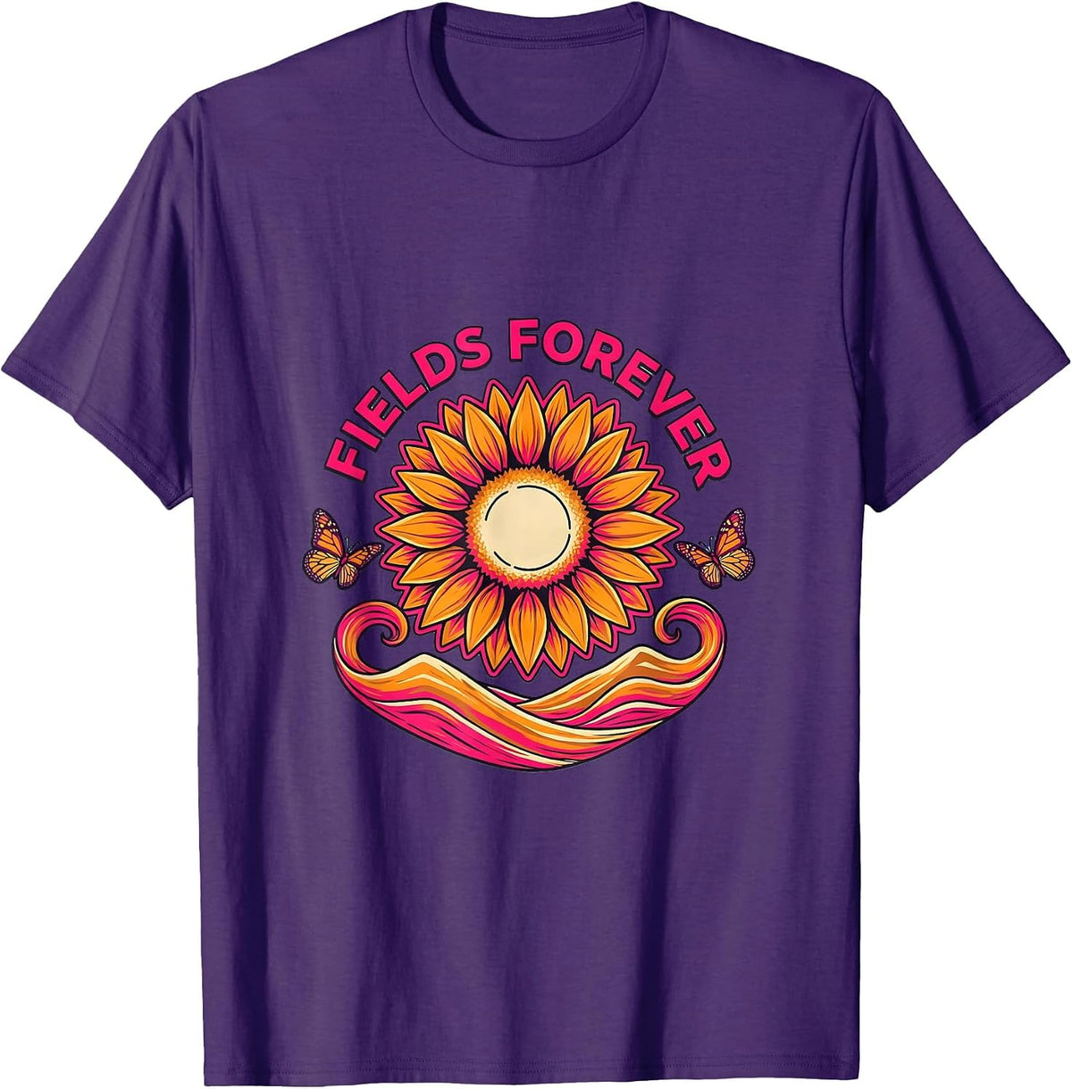 Men's Fields Forever Scenic Nature Graphic Design T-Shirt - Purple