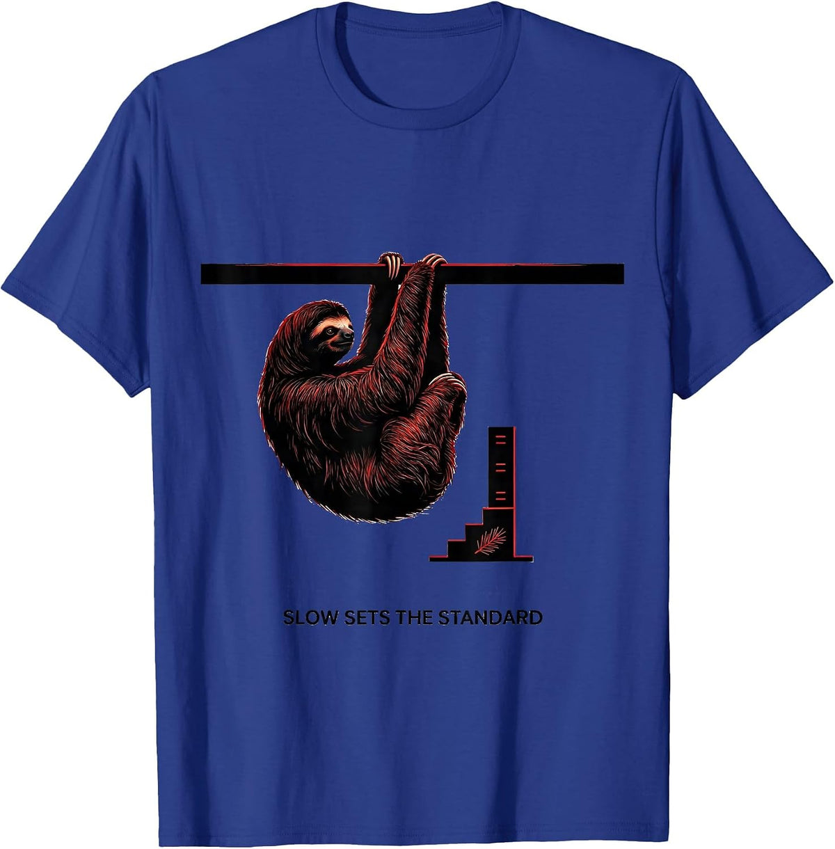 Men's Slow Sets The Standard Funny Sloth Lover Ugly Christmas T-Shirt - Royal Blue