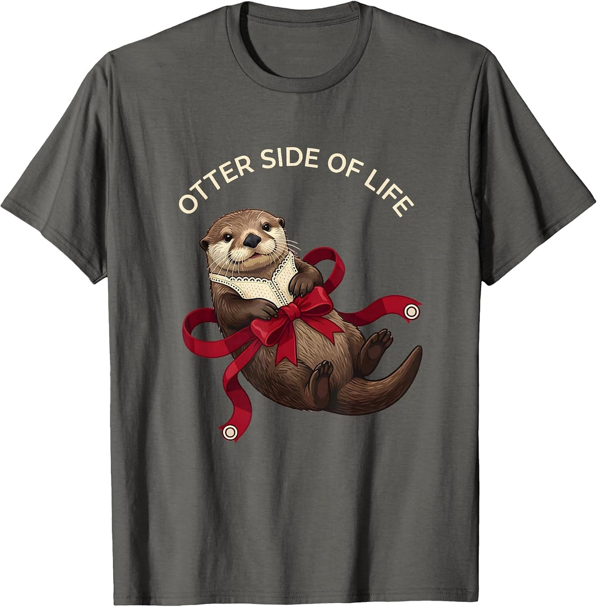 Men's Otter Side of Life Sea Otter Graphic Design T-Shirt - Asphalt Grey