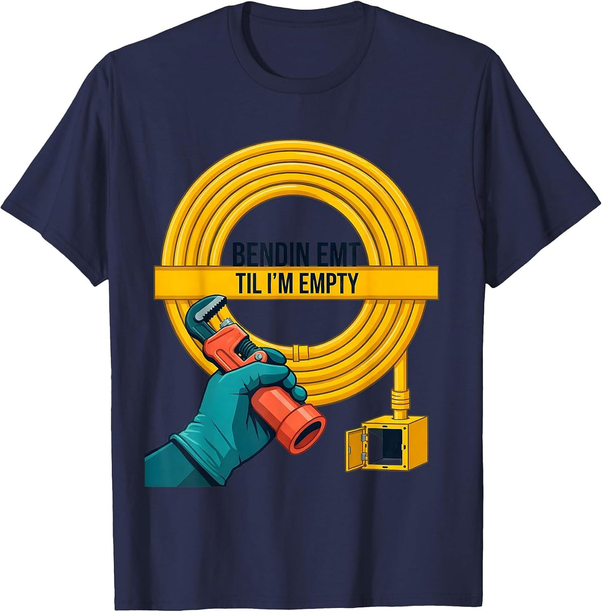 Men's Bendin EMT Til I'm Empty Funny Electrician Gift T-Shirt - Navy Blue