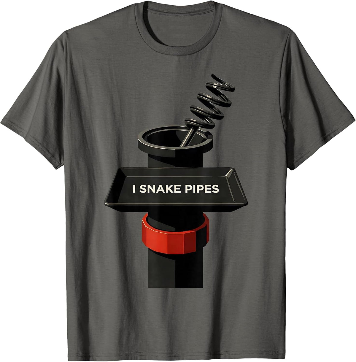 Men's I Snake Pipes Funny Plumber Pipefitter Occupation Humor T-Shirt - Asphalt Grey