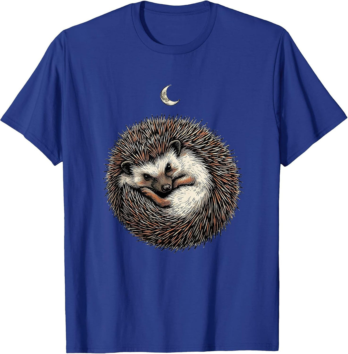 Curling Hedgehog Hand-Sketched Cute Animal Lover Gift T-Shirt - Royal Blue