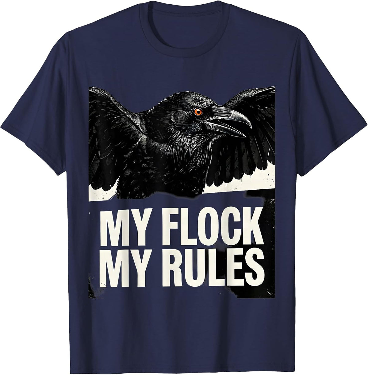 Men's My Flock My Rules Funny Chicken Design T-Shirt - Navy Blue