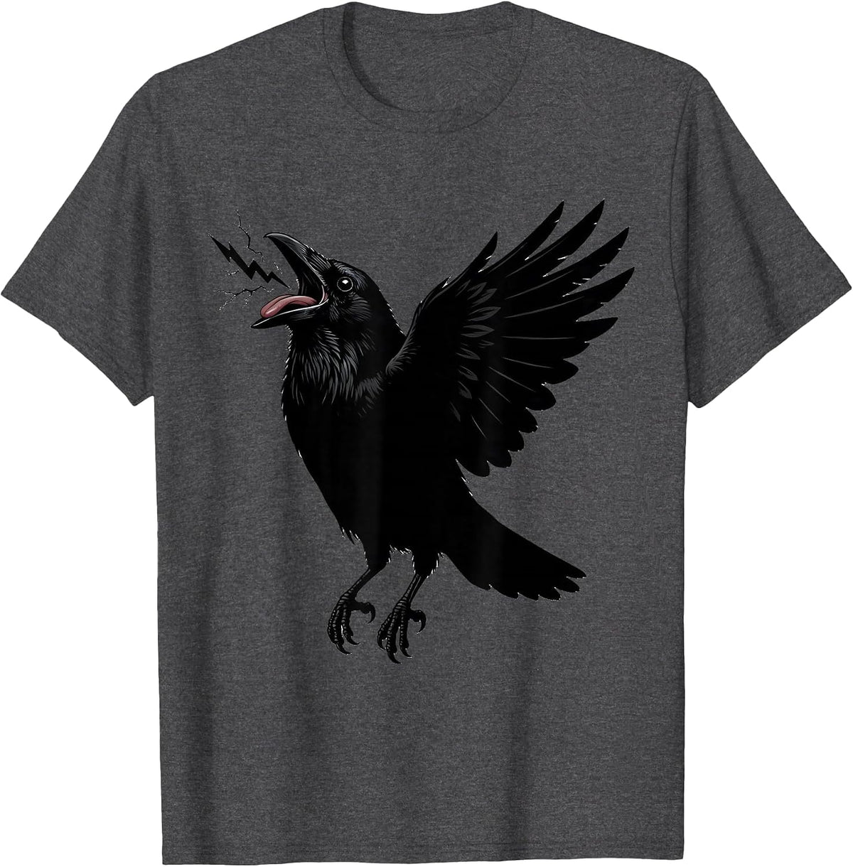 Men's Crow Mid-Caw Lightning Bolt Tongue Graphic T-Shirt - Dark Heather Grey