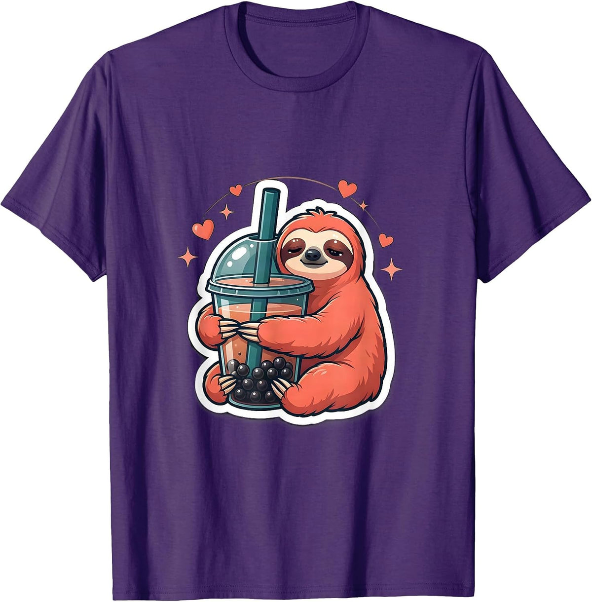 Sleepy Sloth Boba Tea Kawaii Anime Aesthetic T-Shirt - Purple
