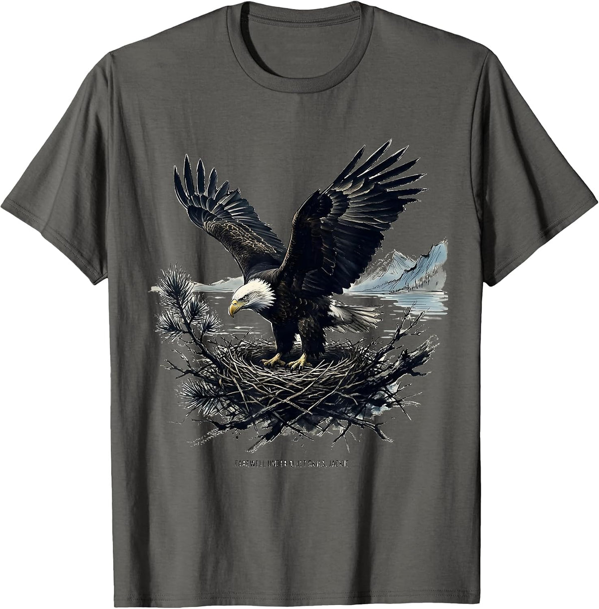 Men's Farewell Under Quiet Skies Jackie Bald Eagle Memorial T-Shirt - Asphalt Grey