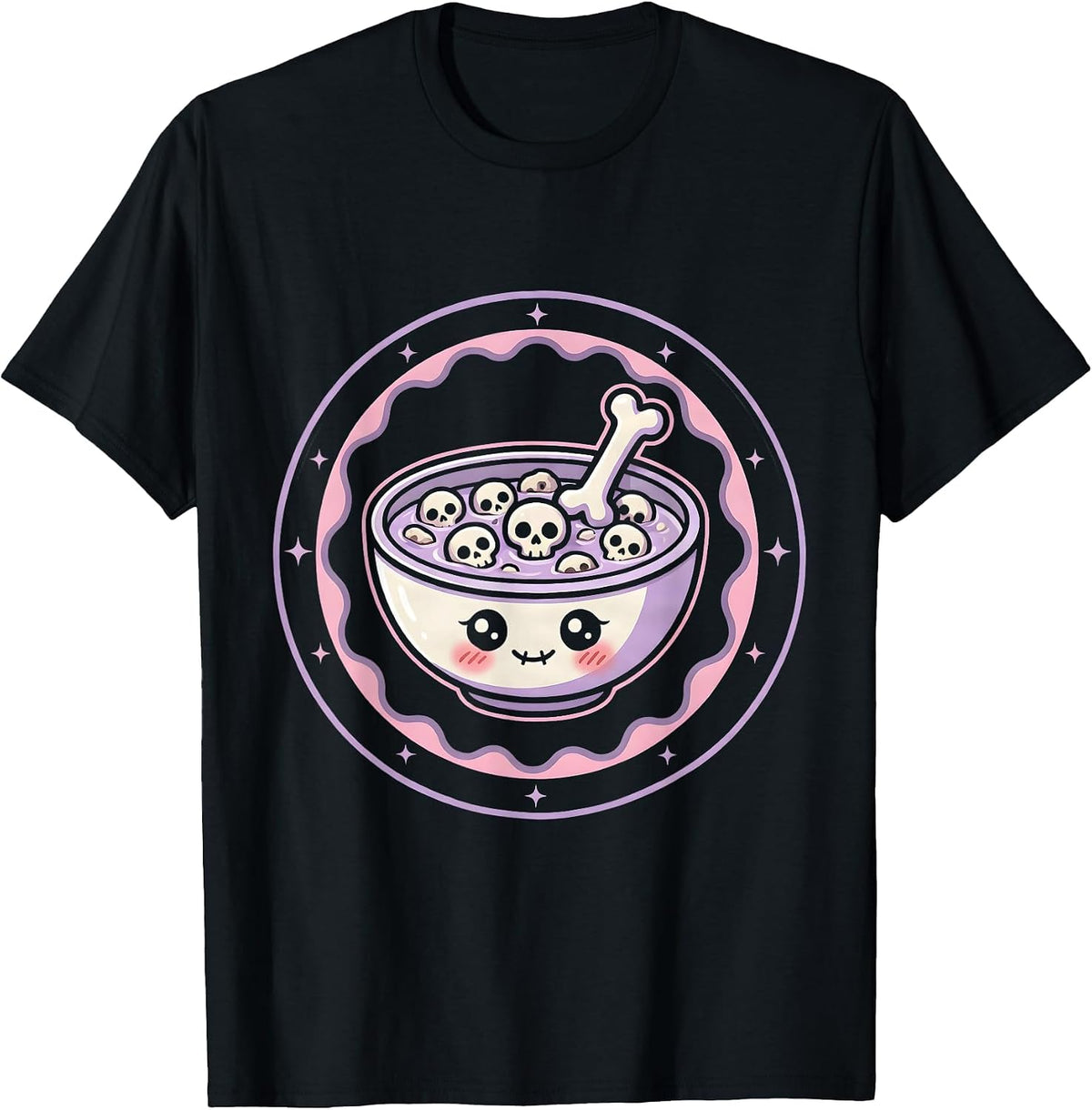 Men's Cereal Killer Skull Flakes Graphic Design T-Shirt - Black