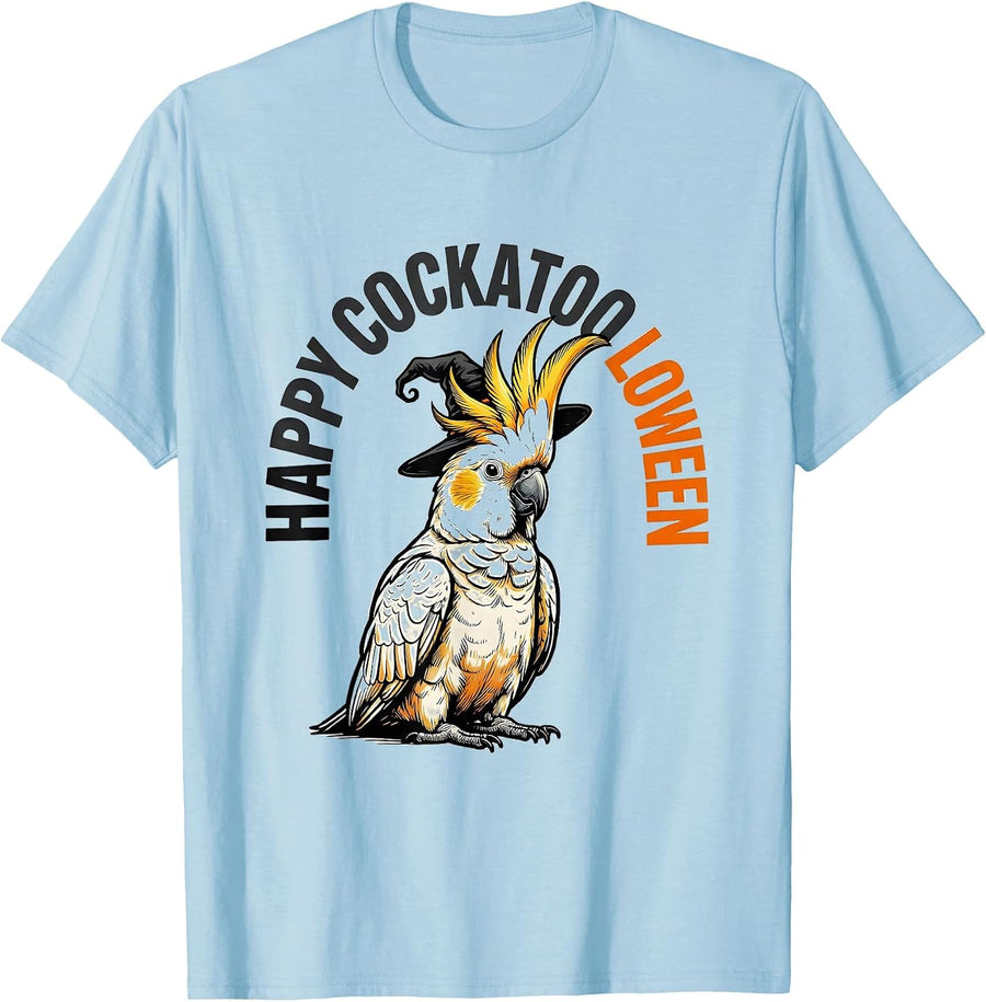 Men's Happy Cockatooloween Funny Bird Lover Halloween Costume T-Shirt - Baby Blue