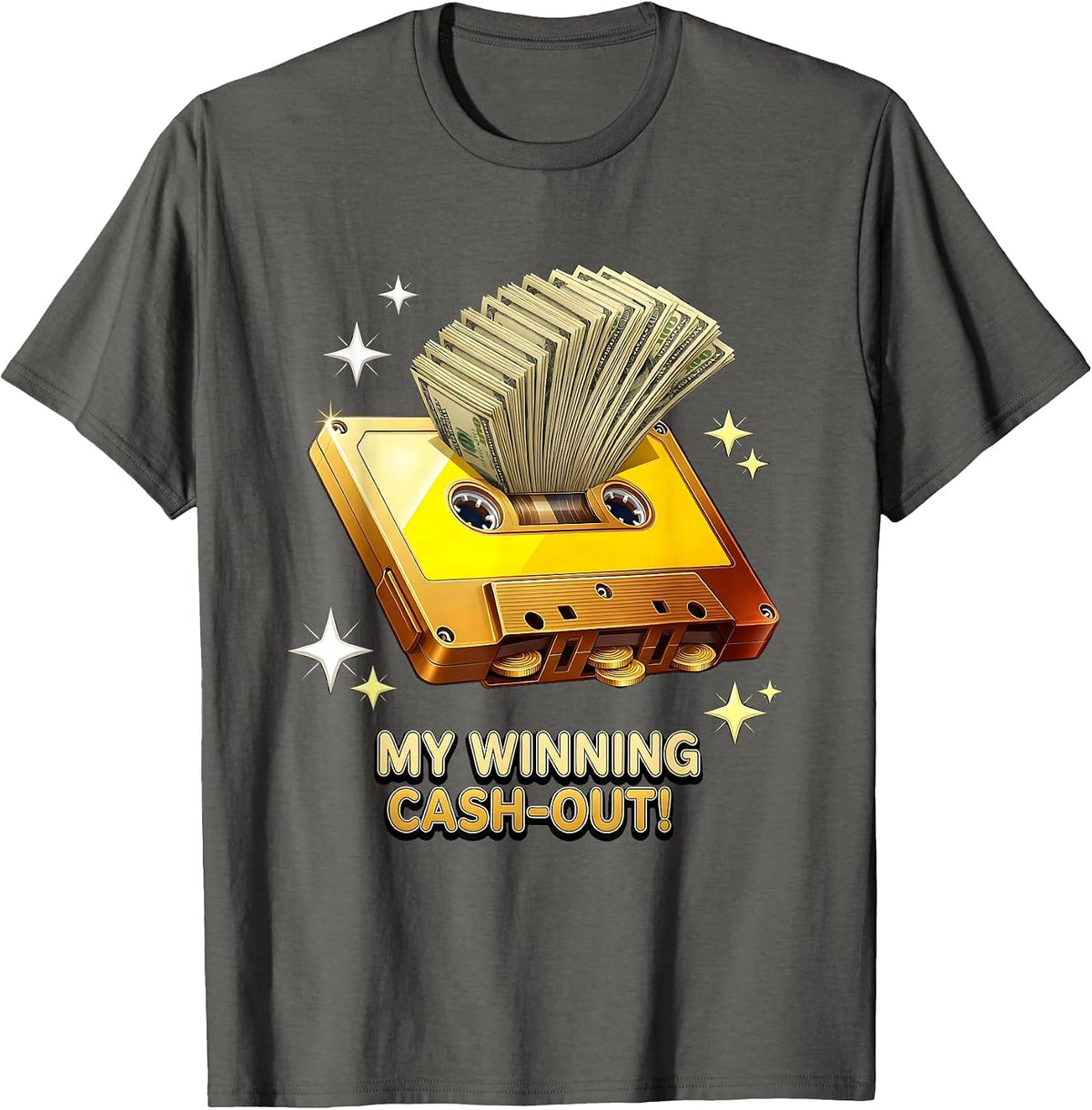 MY WINNING CASH-OUT! 3D Lucky Slots Lover Casino Floor T-Shirt - Asphalt Grey