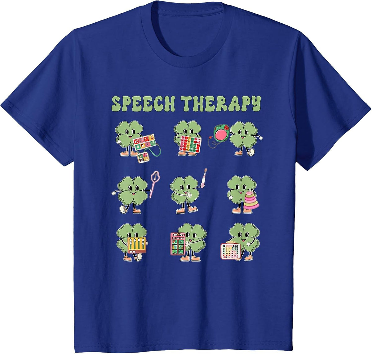 Funny Shamrock Speech Therapy St Patrick's Day SLP Therapist T-Shirt - Royal Blue