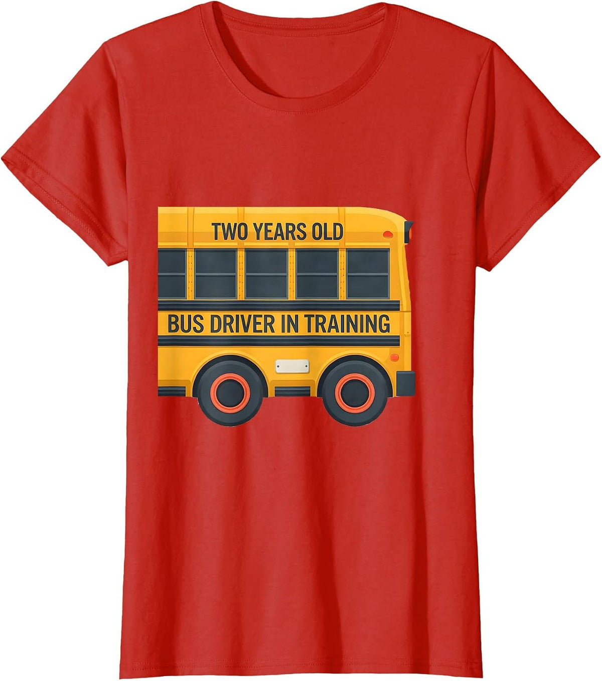 Two Years Old, Bus Driver In Training Funny School Bus T-Shirt - Red