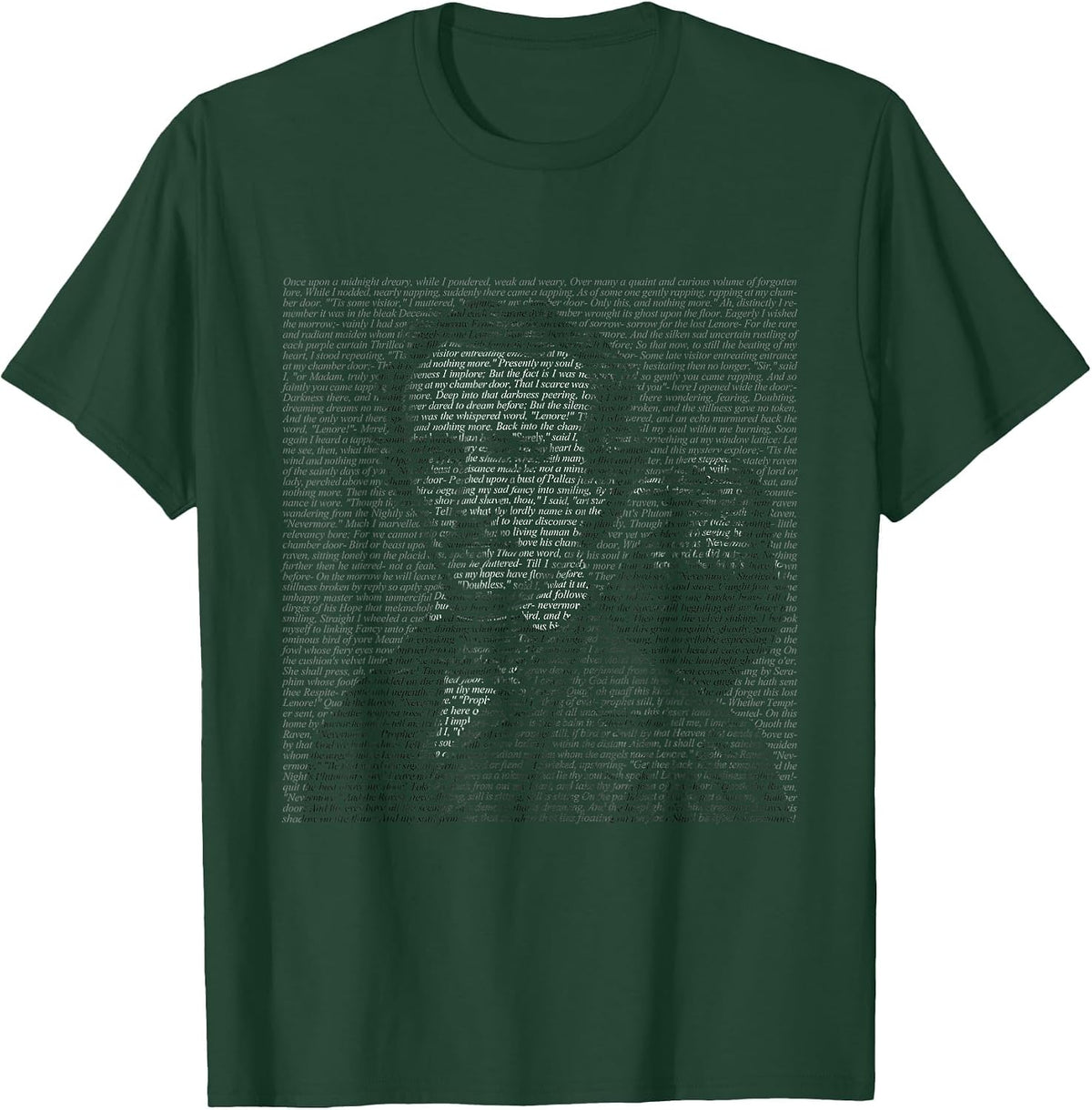 Edgar Allen Poe & Raven - Reading Bookworm Reader T-Shirt - Dark Green