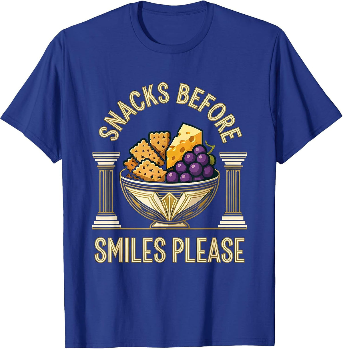 Men's Snacks Before Smiles Please Funny Design T-Shirt - Royal Blue