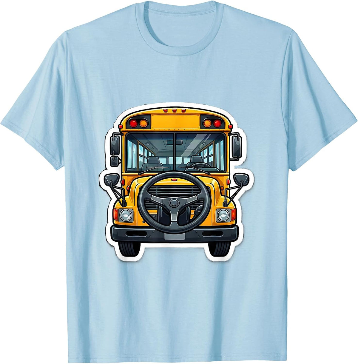 Men's School Bus Dashboard Sticker Funny Driver Humor T-Shirt - Baby Blue