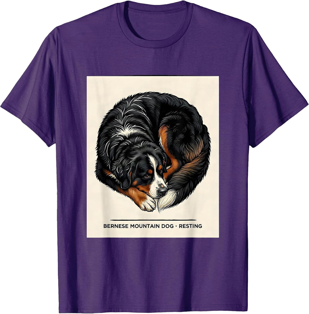 Bernese Mountain Dog Resting Vintage Naturalist Animal T-Shirt - Purple