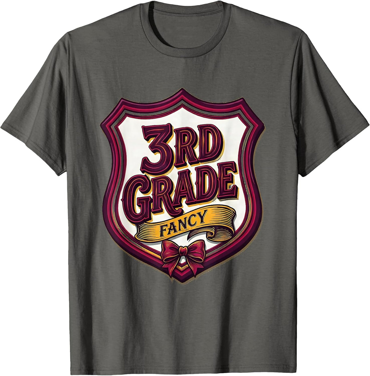 Men's 3rd Grade Fancy Coquette Bow Back to School Girl Teacher T-Shirt - Asphalt Grey