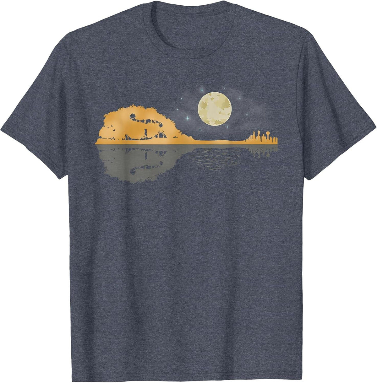 Mandolin Shirt Men Country Music Tshirt Moon Bluegrass T-Shirt - Heather Blue