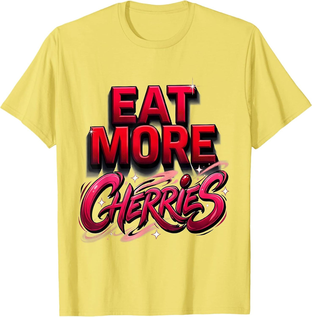 Men's Eat More Cherries Fruit Lover Graphic Design T-Shirt - Lemon Yellow
