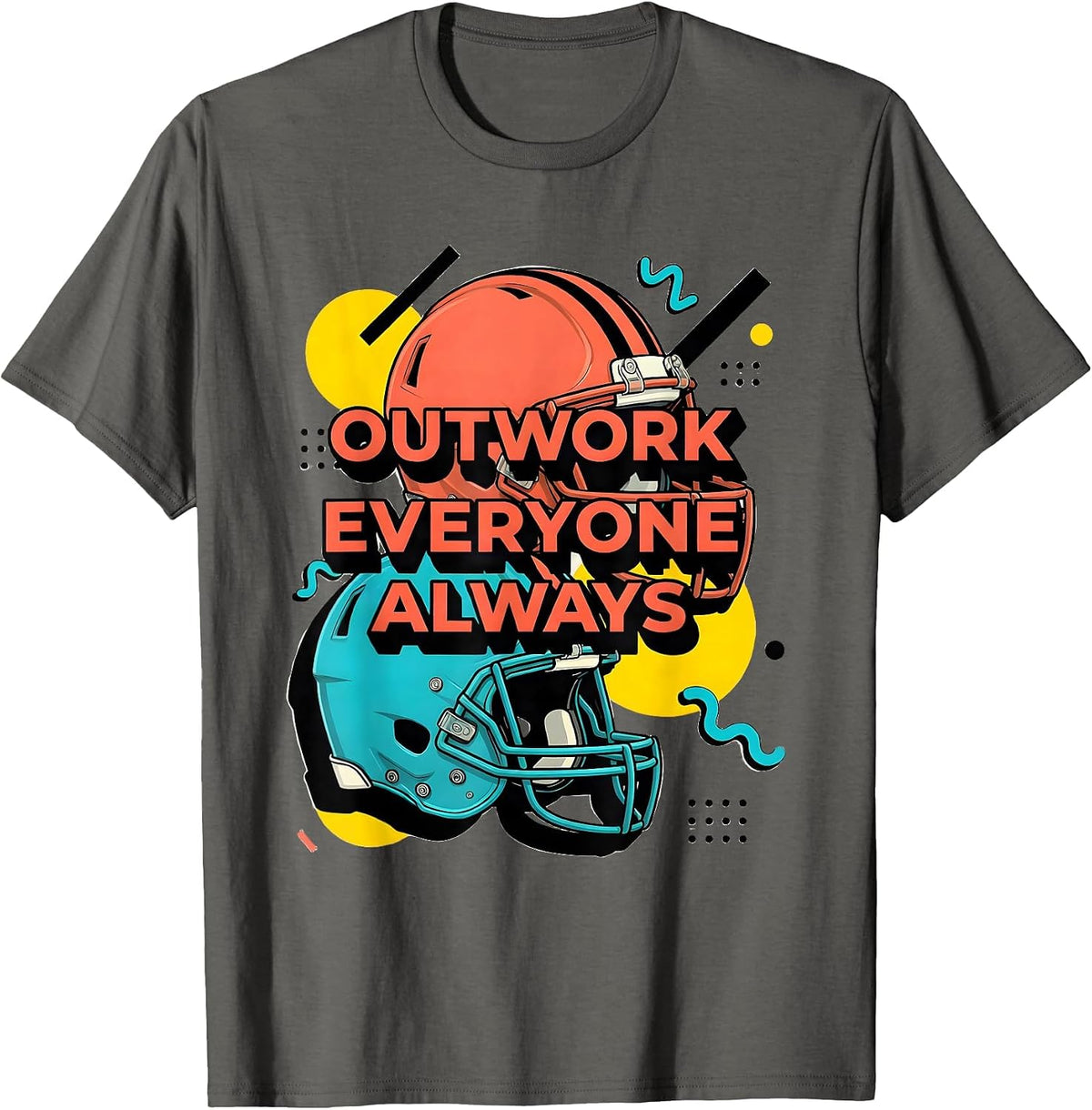 Men's Outwork Everyone Always Football Grind Design T-Shirt - Asphalt Grey