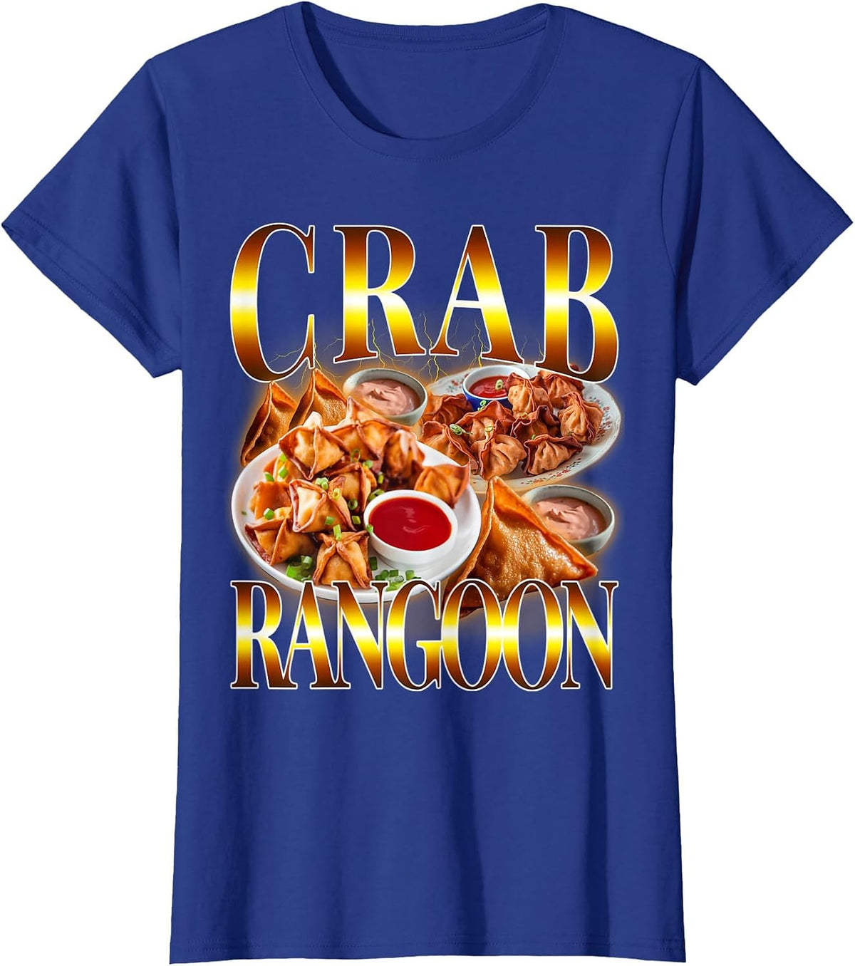 Funny Crab Rangoon Meme Bootleg Retro Vintage Rap Style 90s T-Shirt - Royal Blue