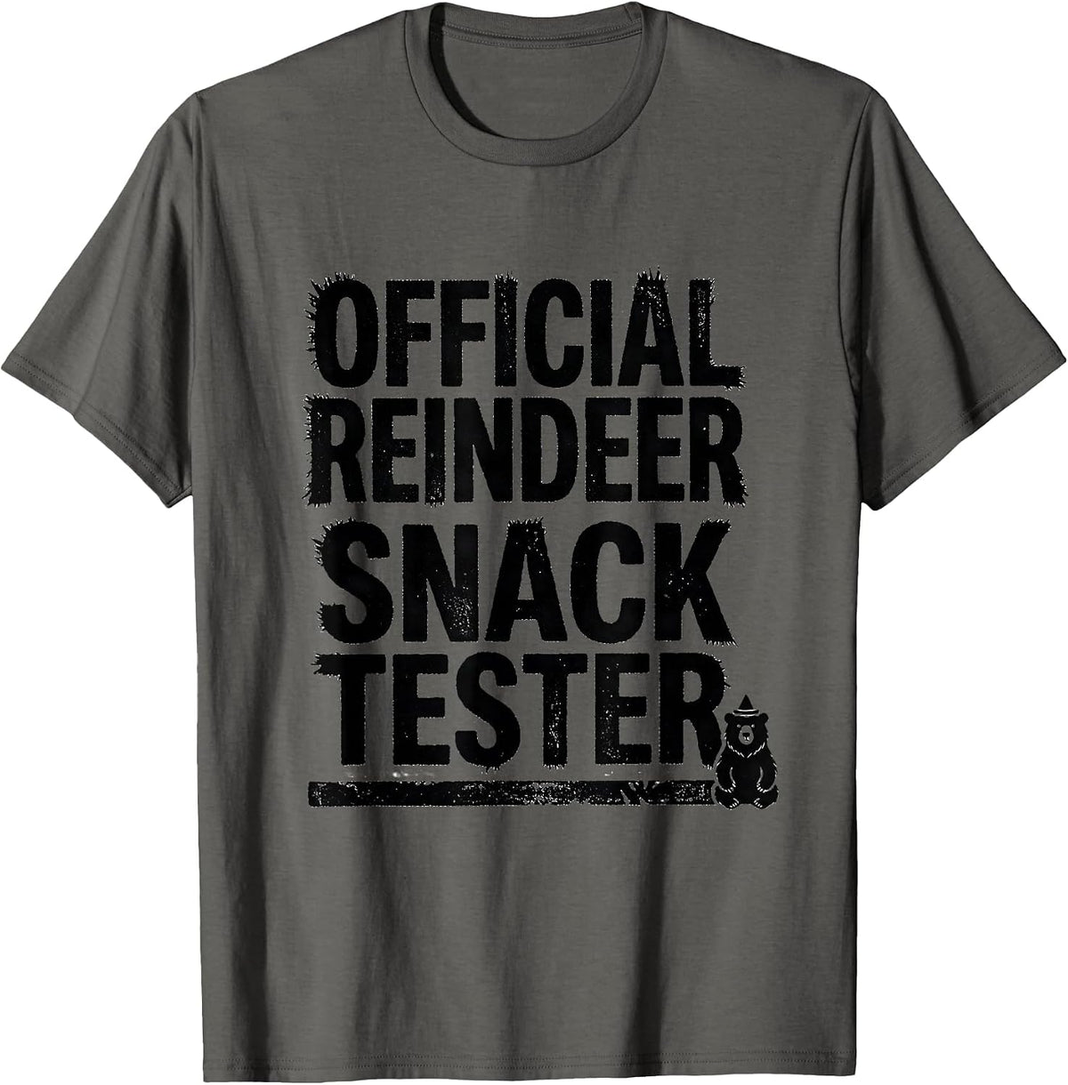 Men's Official Reindeer Snack Tester Funny Bear Christmas Humor T-Shirt - Asphalt Grey
