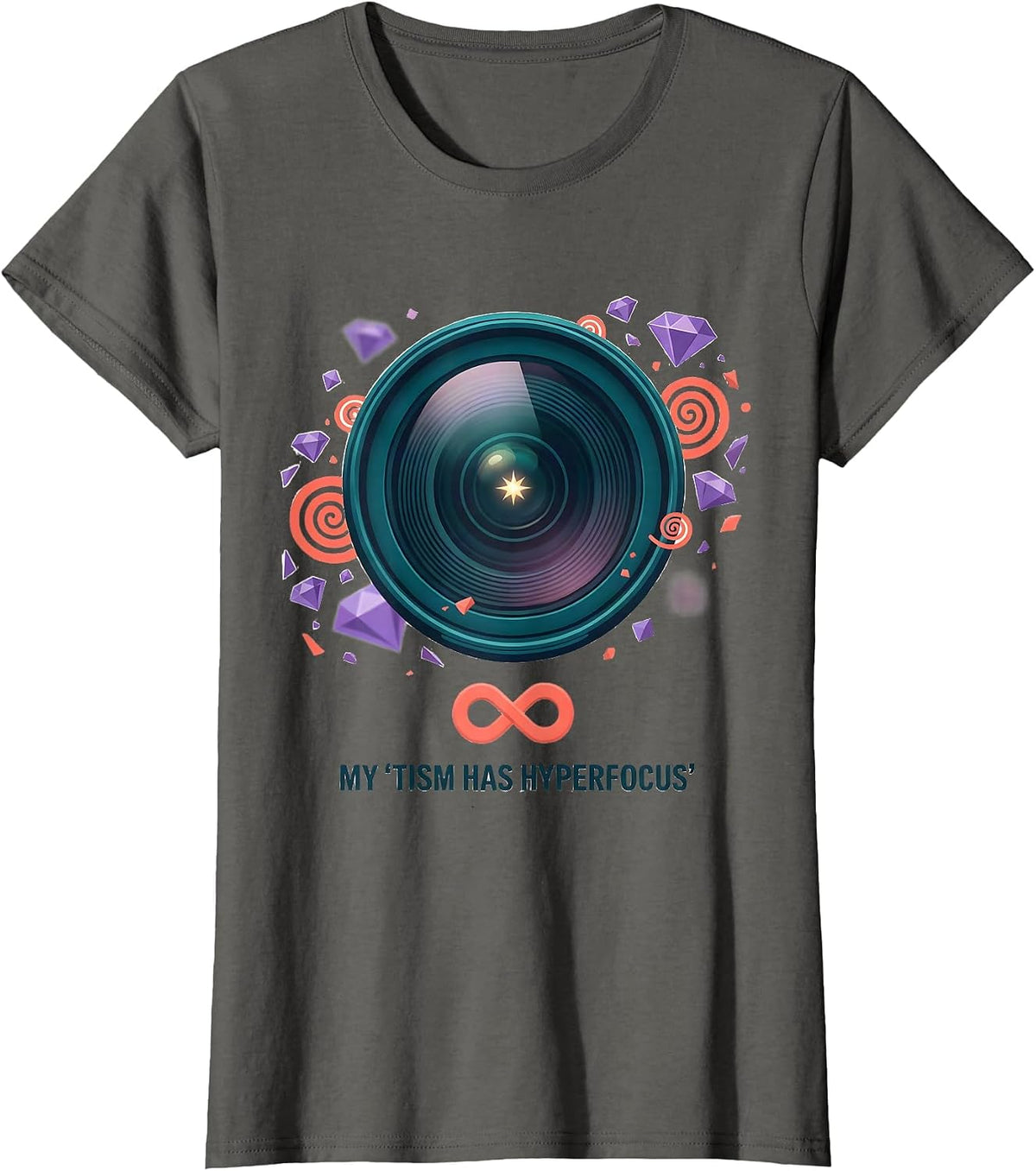 Women's My 'Tism Has Hyperfocus Funny Autistic ADHD Meme T-Shirt - Asphalt Grey