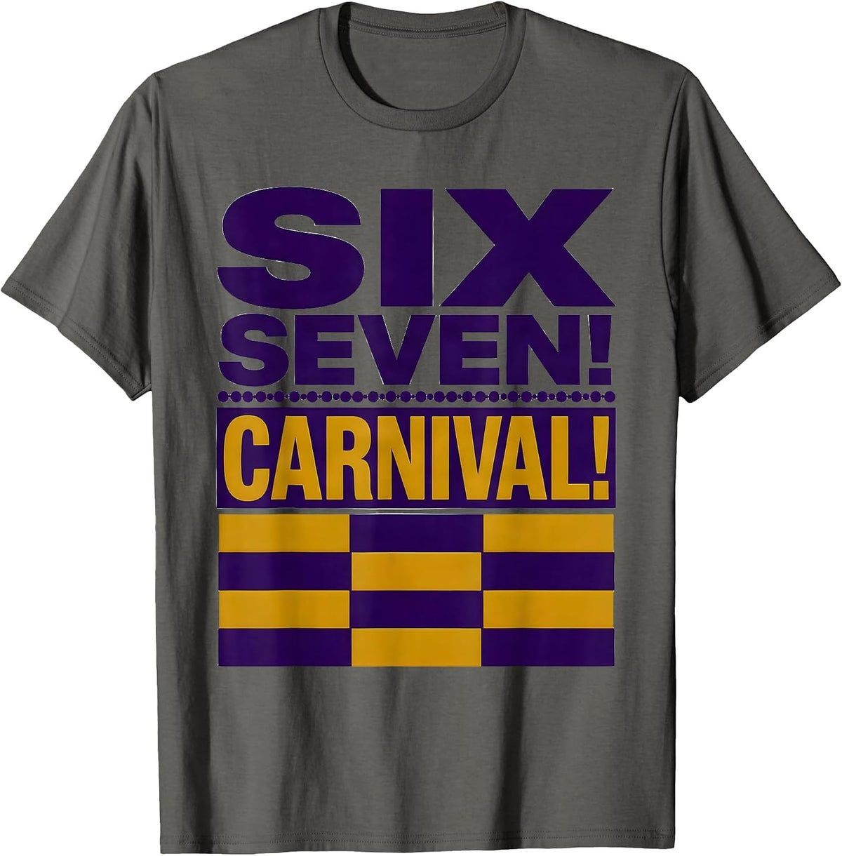 Six Seven! Carnival Meme Humor Mardi Gras Kids T-Shirt - Asphalt Grey